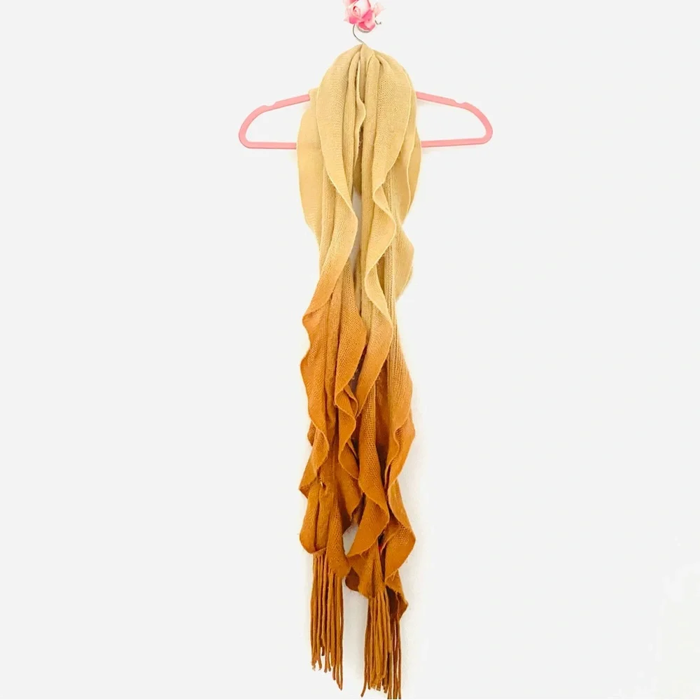 💕Pretty Ombre Brown Ruffled Scarf SZ OS